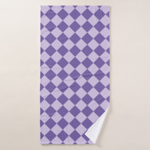 Purple Chequered Diamond Pattern Bath Towel