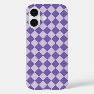 Purple Chequered Diamond Pattern iPhone 16 Case