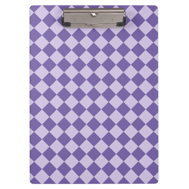Purple Chequered Diamond Pattern Clipboard (Front)