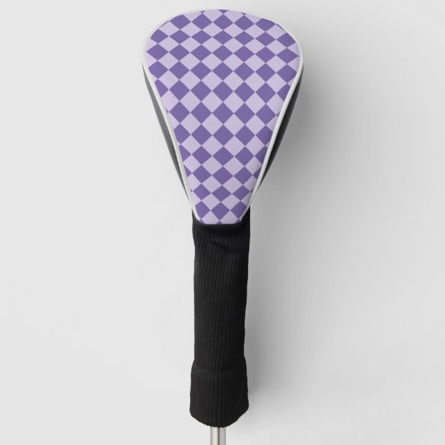 Purple Chequered Diamond Pattern Golf Head Cover (Front)