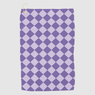 Purple Chequered Diamond Pattern Golf Towel