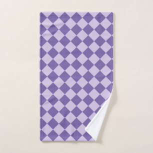 Purple Chequered Diamond Pattern Hand Towel
