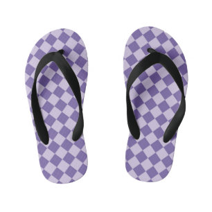 Purple Chequered Diamond Pattern Kid's Jandals