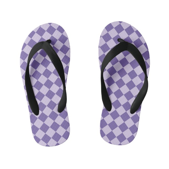 Purple Chequered Diamond Pattern Kid's Jandals (Footbed)