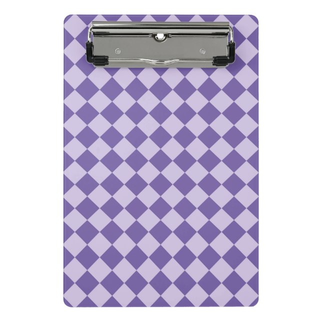 Purple Chequered Diamond Pattern Mini Clipboard (Front)