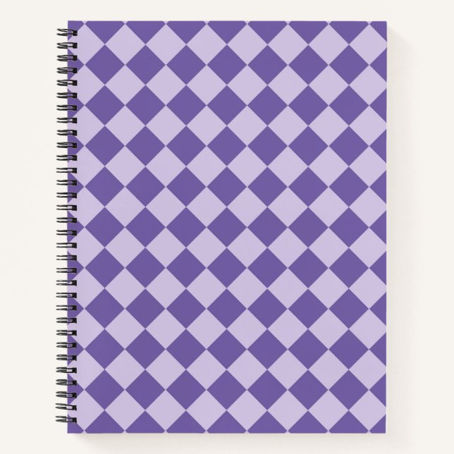 Purple Chequered Diamond Pattern Notebook (Front)