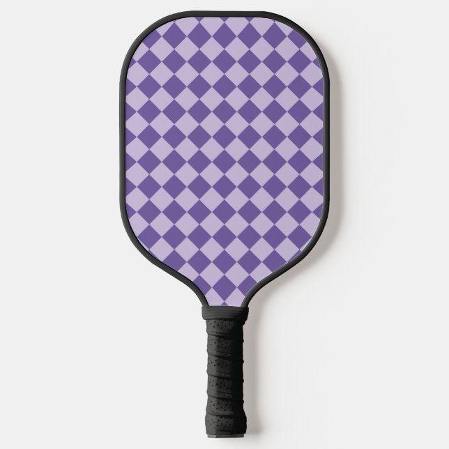 Purple Chequered Diamond Pattern Pickleball Paddle (Front)