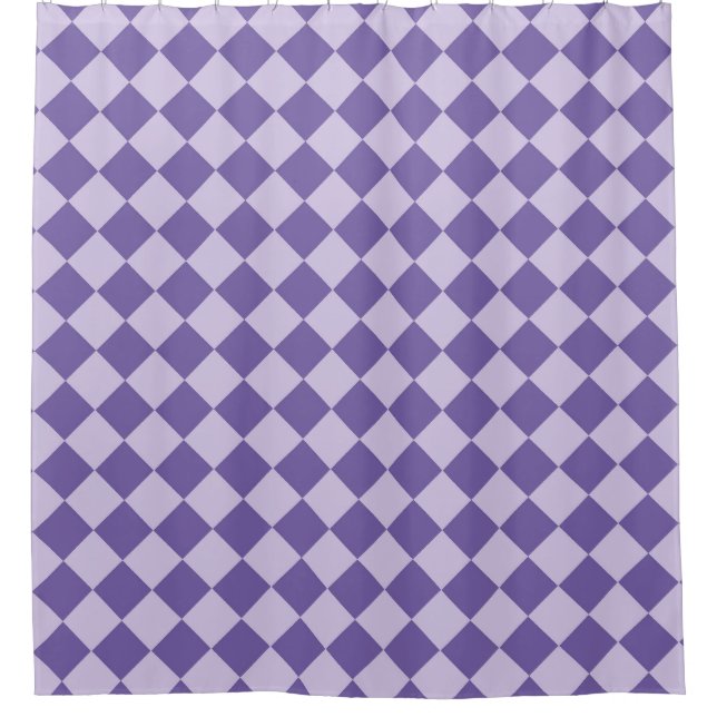 Purple Chequered Diamond Pattern Shower Curtain (Front)