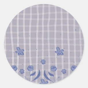 Purple chequered floral sticker