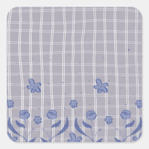 Purple chequered floral sticker