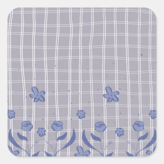 Purple chequered floral sticker