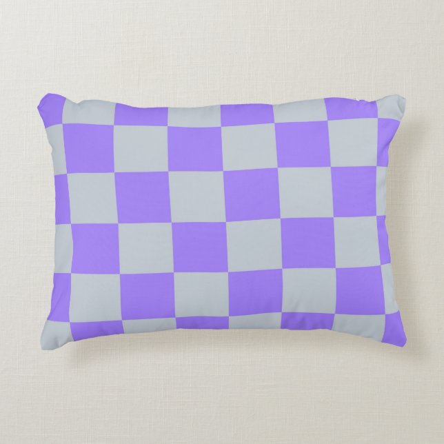 Purple Chequered Gingham Pattern Decorative Cushion (Front)