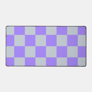 Purple Chequered Gingham Pattern Desk Mat