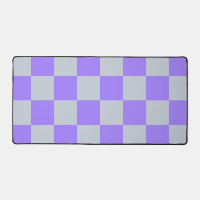 Purple Chequered Gingham Pattern Desk Mat (Front)