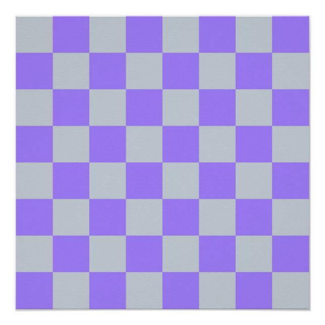 Purple Chequered Gingham Pattern Poster (Front)