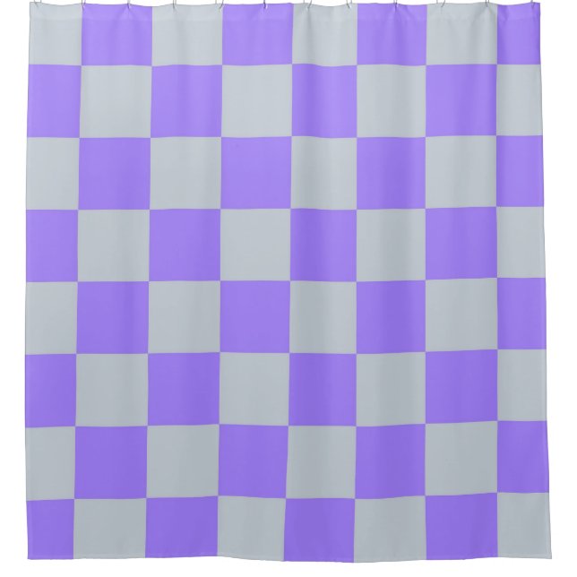 Purple Chequered Gingham Pattern Shower Curtain (Front)