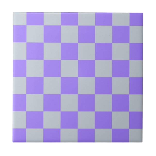 Purple Chequered Gingham Pattern Tile (Front)