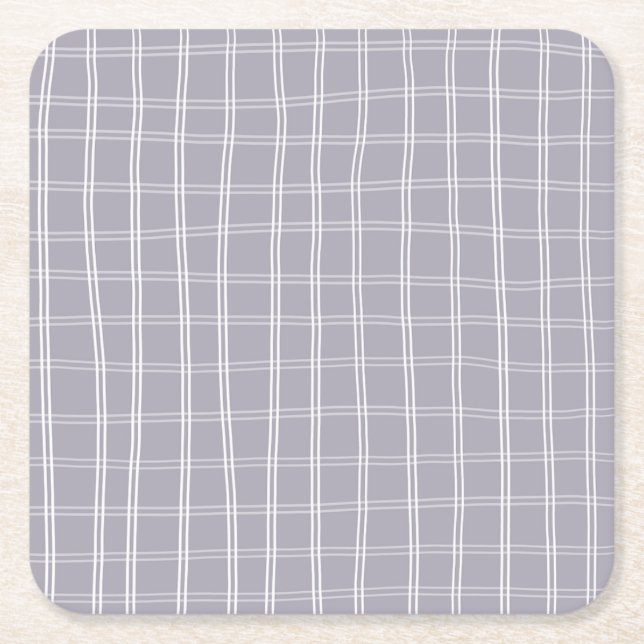 Purple chequered paper coaster (Front)