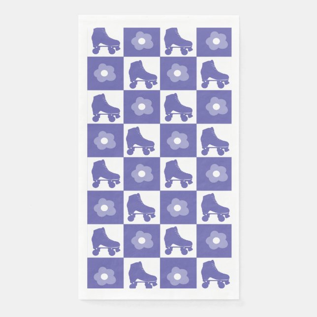 Purple Chequered Roller Derby Skate Napkin (Front)