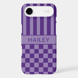 Purple Chequered Striped Personalised