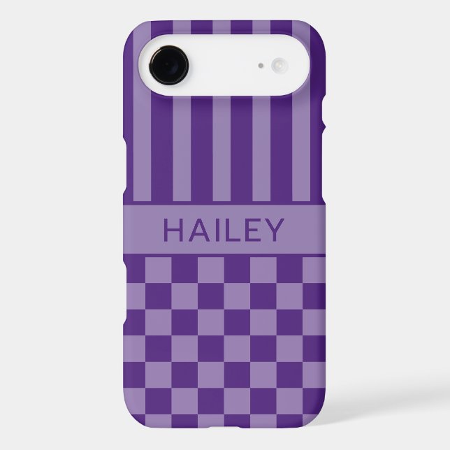 Purple Chequered Striped Personalised (Back)