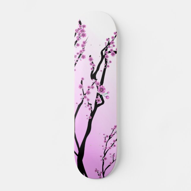 Purple Cherry Blooms Skateboard (Front)