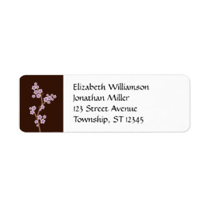 Purple Cherry Blossom Brown Return Address Labels