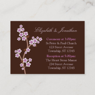 Purple Cherry Blossom Brown Wedding Address Cards