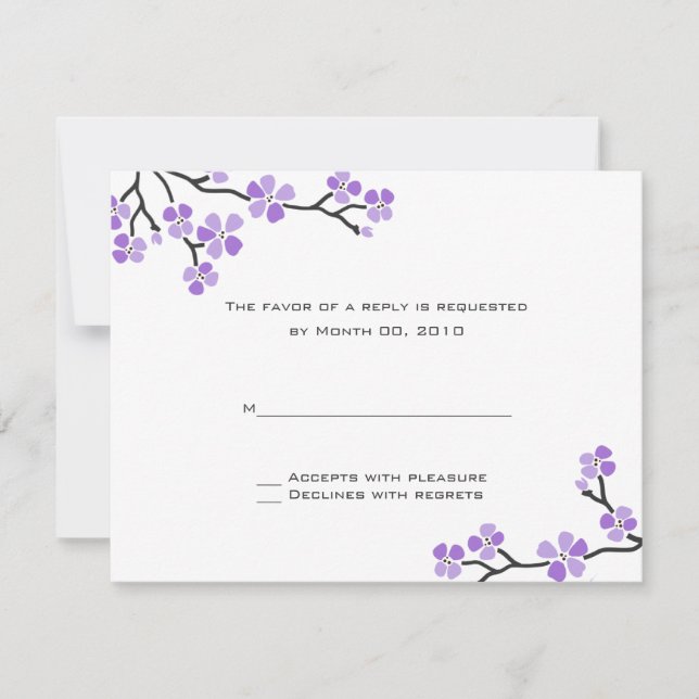 Purple Cherry Blossom RSVP Cards (Front)