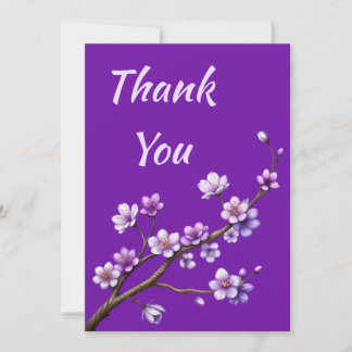 Purple Cherry Blossom Tree Thank You For Donation Holiday Card