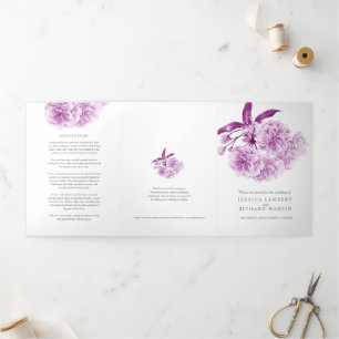 Purple Cherry blossom watercolor Tri-Fold Program Programme