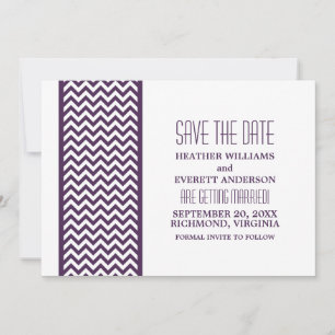 Purple Chevron Border Save the Date Invite