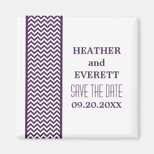 Purple Chevron Border Save the Date Magnet
