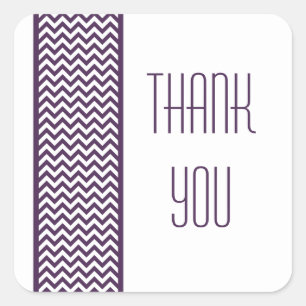 Purple Chevron Border Thank You Stickers