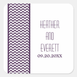 Purple Chevron Border Wedding Stickers