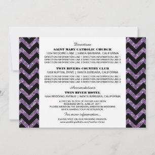 Purple Chevron Glitter Information Card