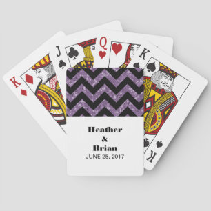 Purple Chevron Glitter Playing Cards