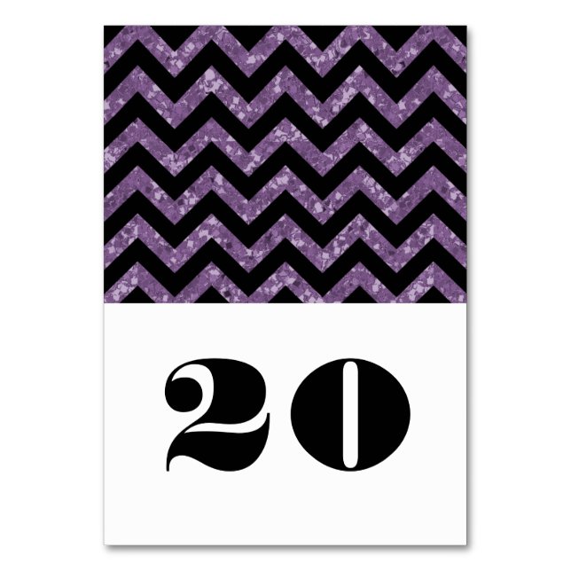 Purple Chevron Glitter Table Card (Front)