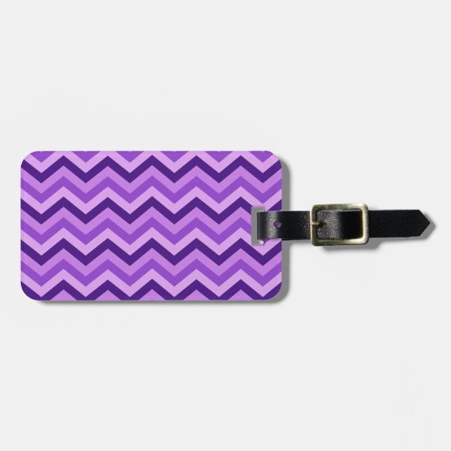 Purple Chevron Luggage Tag (Front Horizontal)