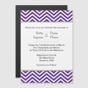 Purple Chevron Magnetic Wedding Invitation