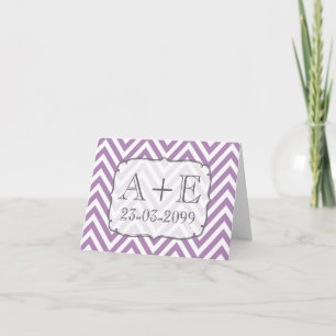 Purple Chevron Monogram Wedding Thank You Cards