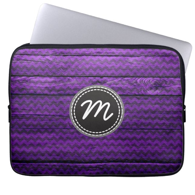 Purple chevron pattern laptop sleeve (Front)