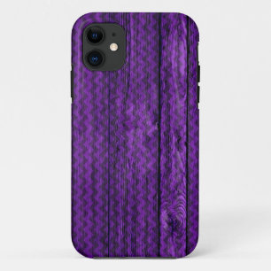 Purple Chevron Pattern Wooden Case-Mate iPhone Case