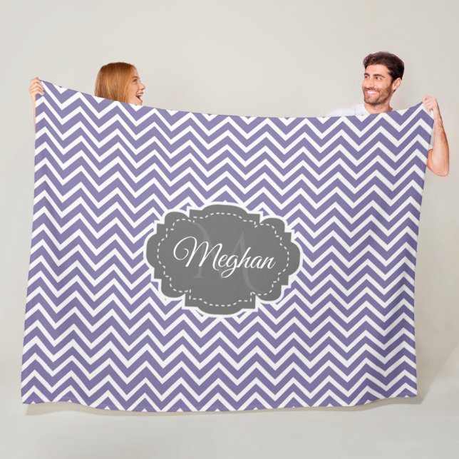 Purple Chevron Personalised Fleece Blanket (In Situ)