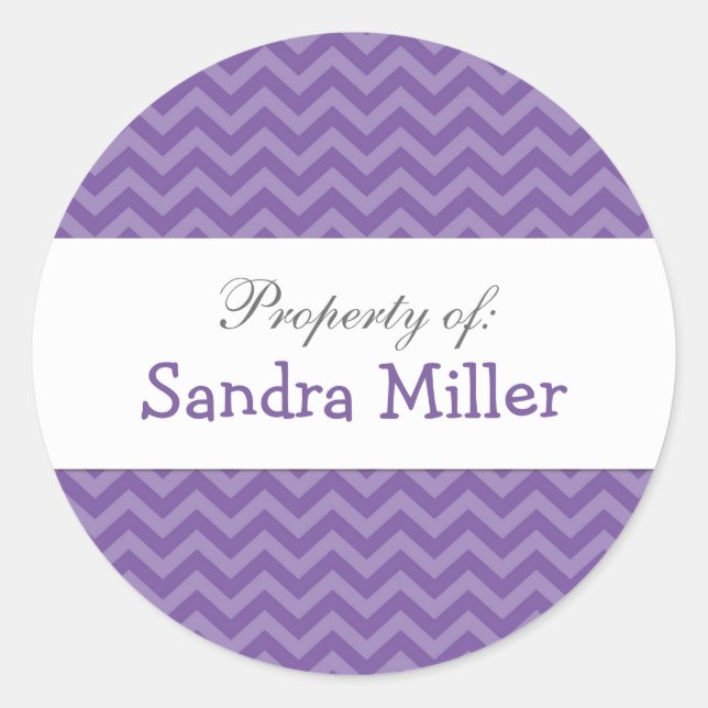 Purple Chevron personalised stickers (Front)