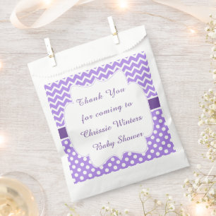 Purple Chevron & Polka Dot Baby Shower Party Favour Bags