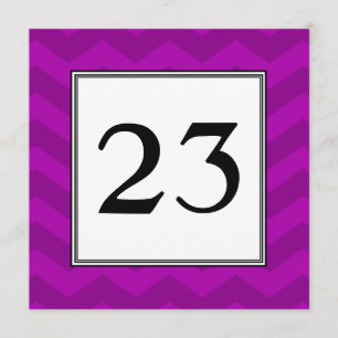 Purple Chevron Stripes Party Table Number Card