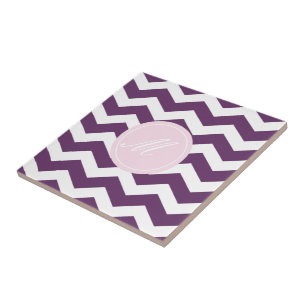 Purple Chevron with Monogram Tiles