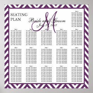 Purple Chevron Zig Zag Wedding Seating Chart