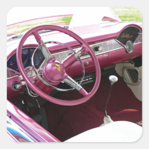 Purple Chevy Bel Air Square Sticker